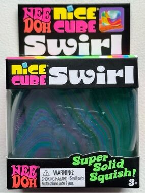 NeeDoh Nice Cube Swirl Blue Green Purple Squishy Squeeze Toy New SHIPS TODAY!